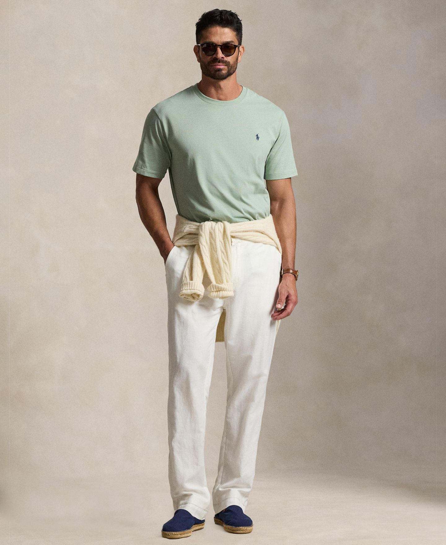 Мужская футболка Polo Ralph Lauren Big & Tall Jersey Crewneck, цвет: Светлый зелёный — фото 2