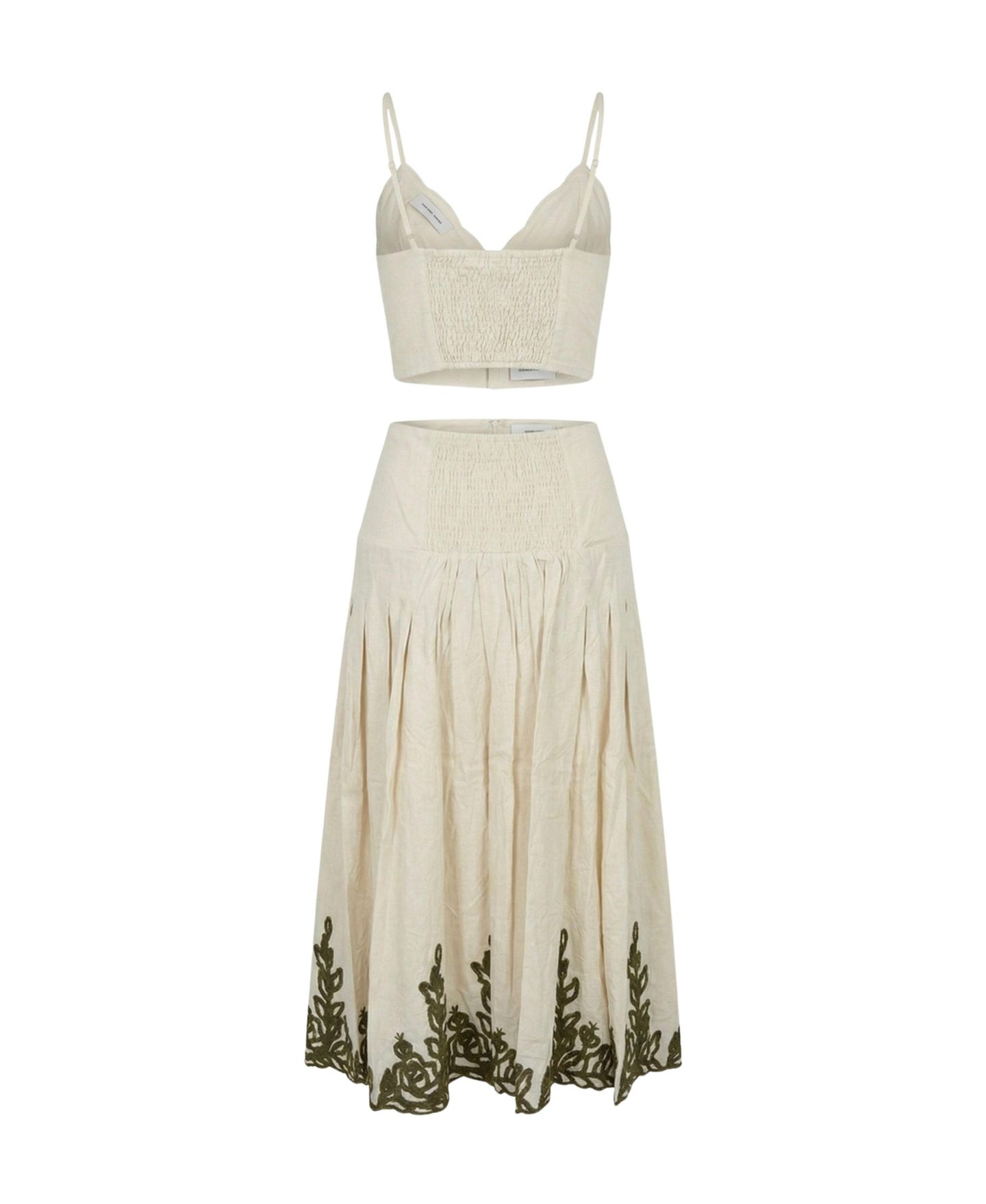 Женский комплект Modenaire Embroidered Pleated High-Waisted Crop Top and Midi Skirt, 2-Piece Set, цвет: Кремовый — фото 7