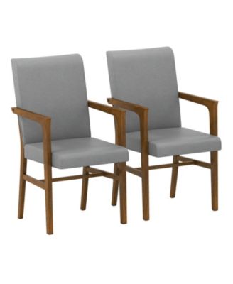 Upholstered Accent Chairs Set of 2 with High Back and Solid Wooden Frame