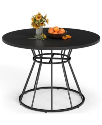 47 Inches Round Dining Table for 4 Farmhouse Kitchen Table with Wooden Tabletop