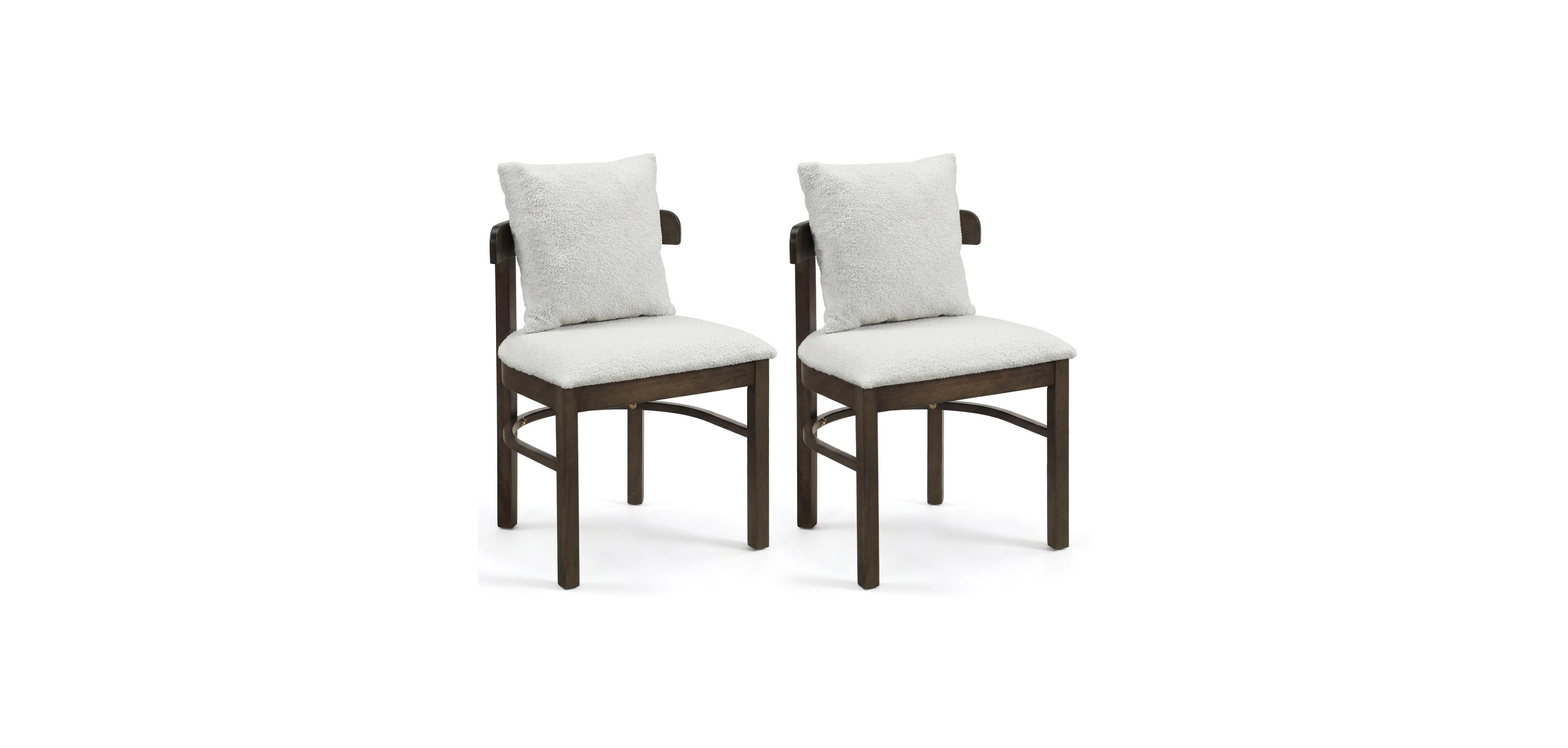 Mecale Fabric Upholstered Wood Dining Chairs Set of 2 with Removable Pillow