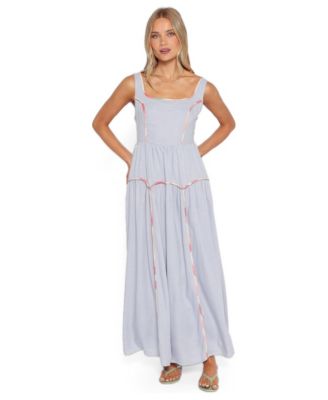 Women's Kyla A-Line Sleeveless Contrast Print Trim Maxi Dress