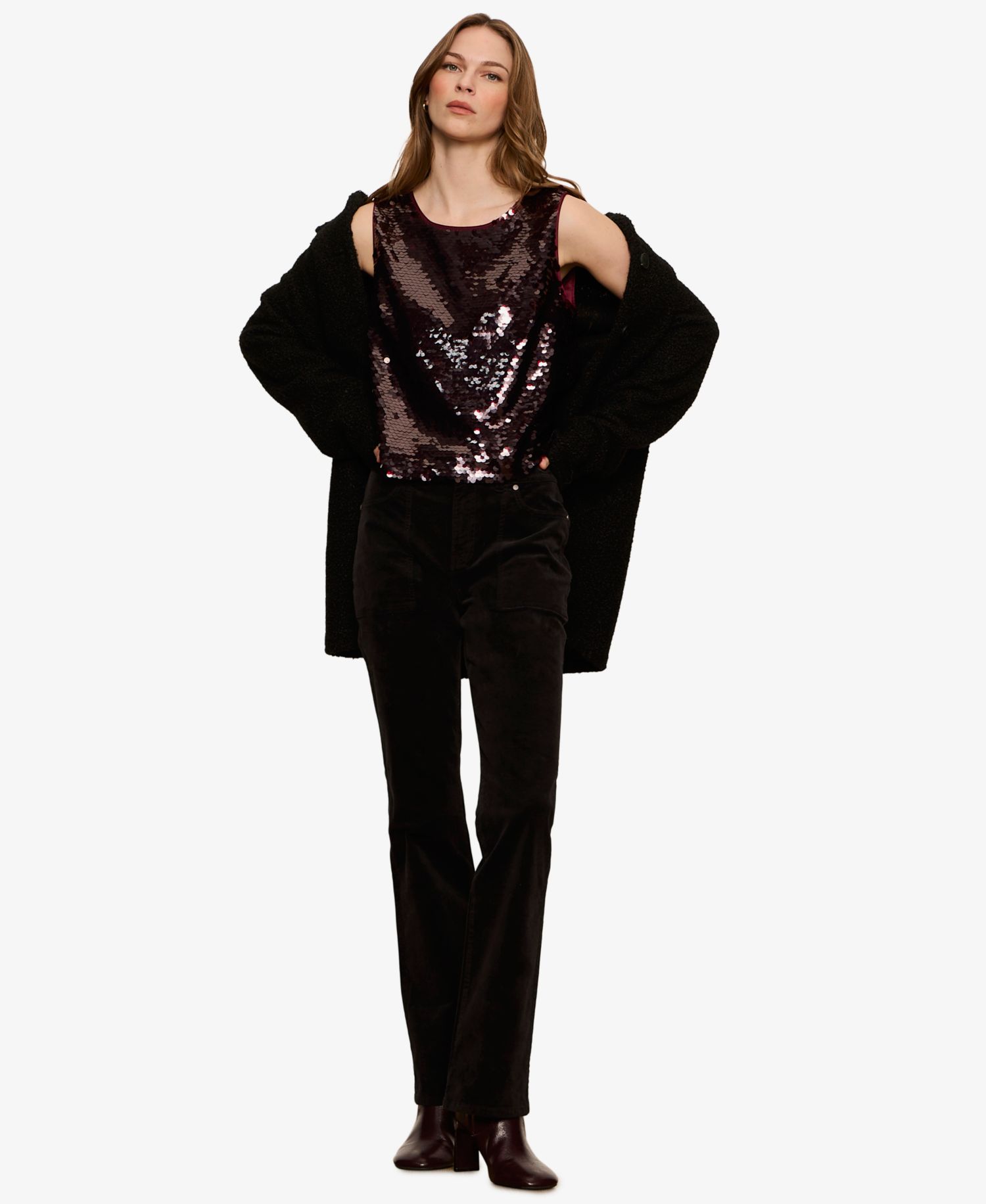 Women's The Desired Pailette Sequin Sleeveless Dressy Shell