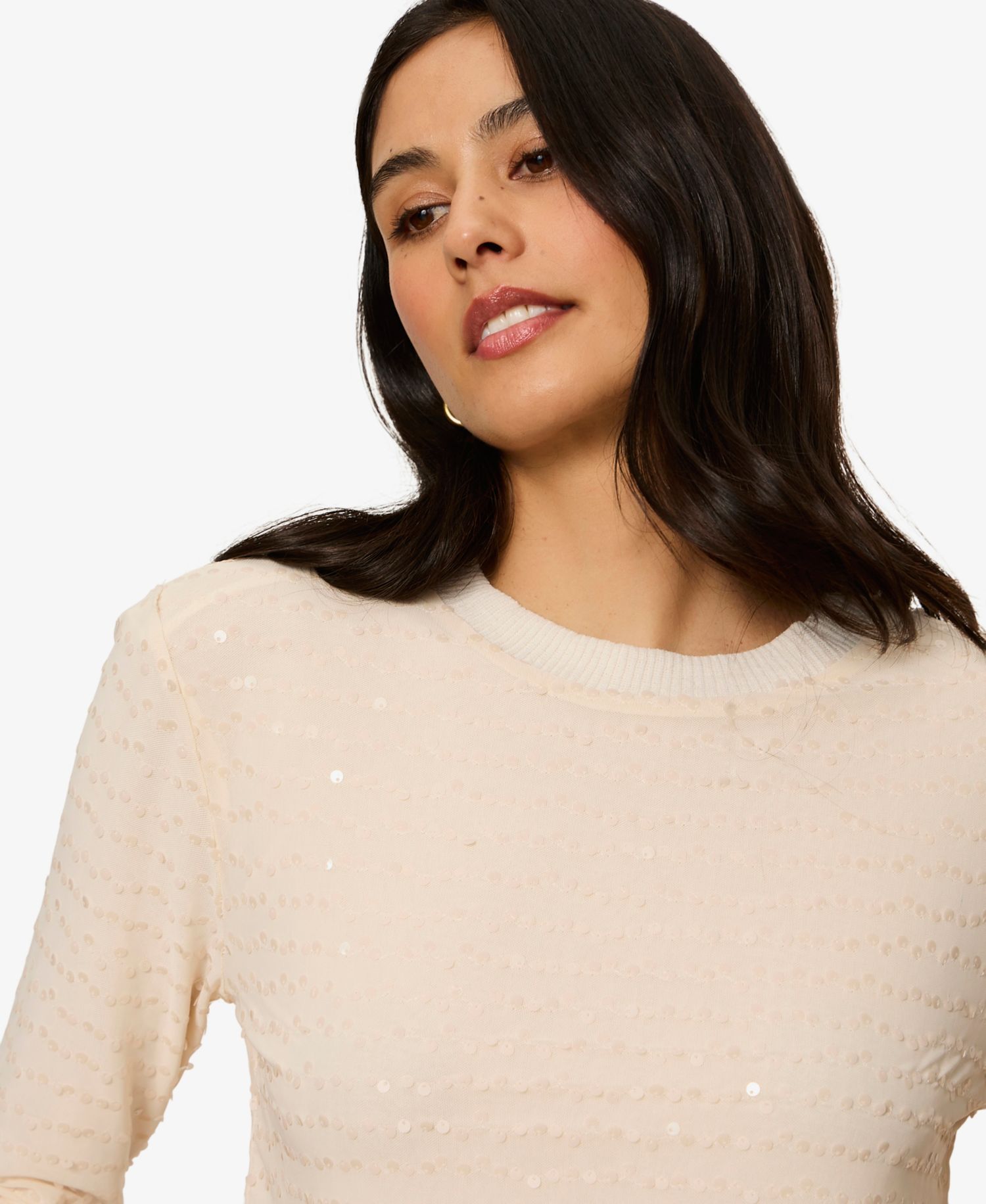 Women's Mode Sequin-Embellished 3/4-Sleeve T-Shirt