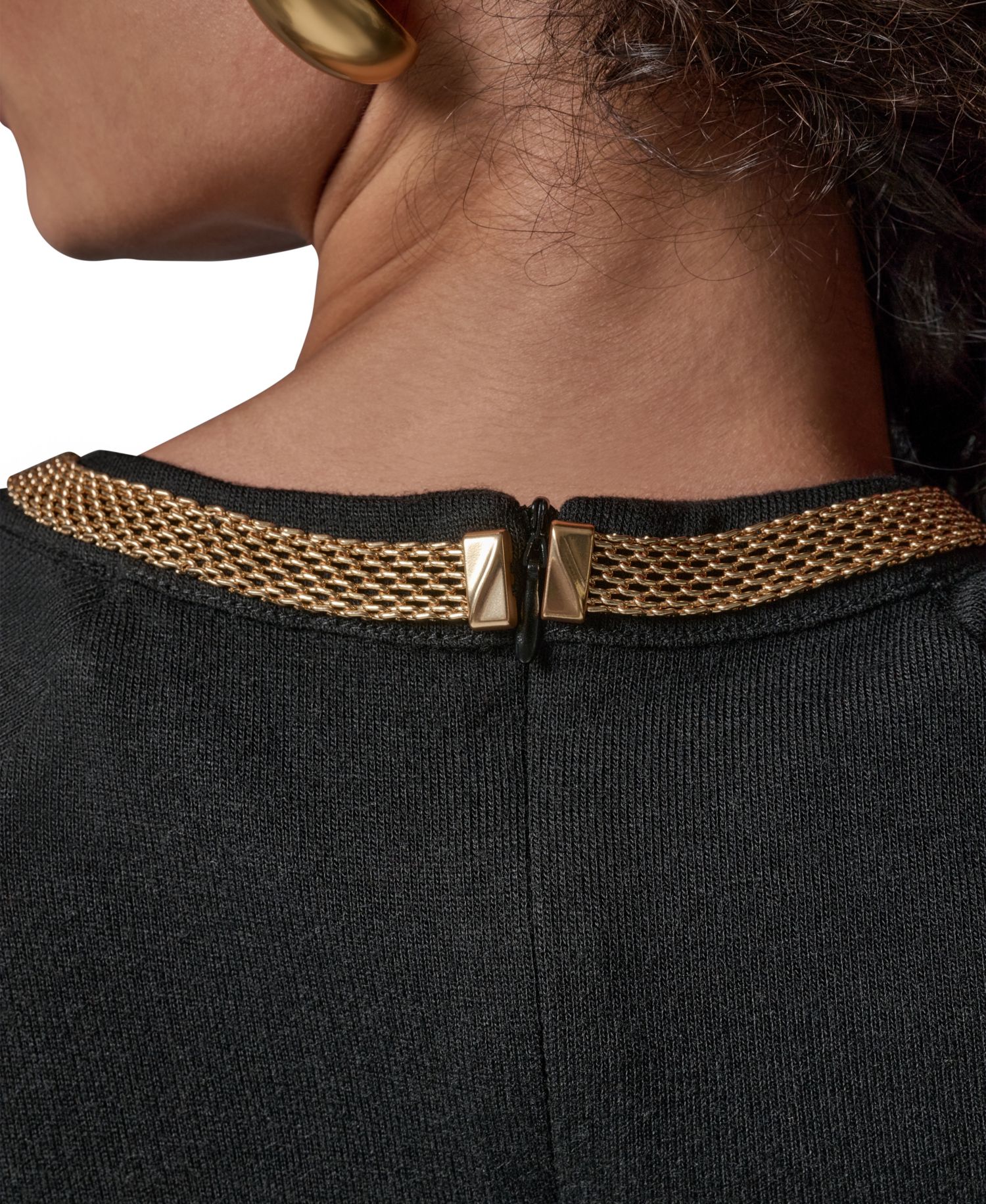 Women's Necklace Detail Long-Raglan Sleeves Keyhole Cutout Pullover Sweater