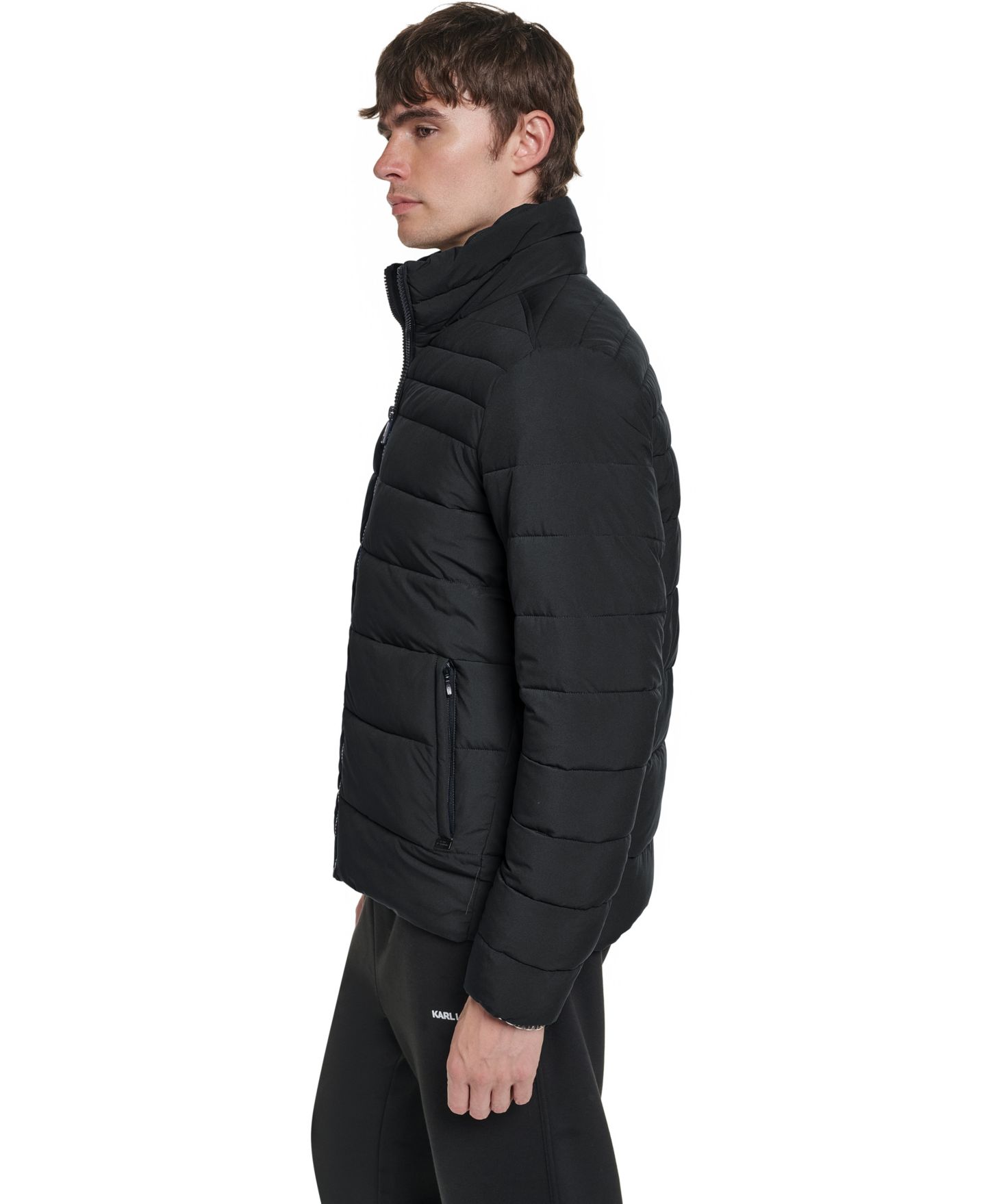 Мужская куртка KARL LAGERFELD PARIS Lightweight Puffer with Bib, цвет: Чёрный — фото 3