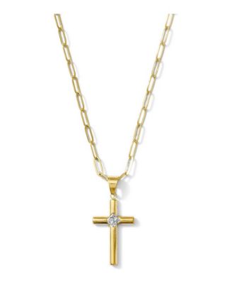 Cross Chain Necklace, Gold Tone
