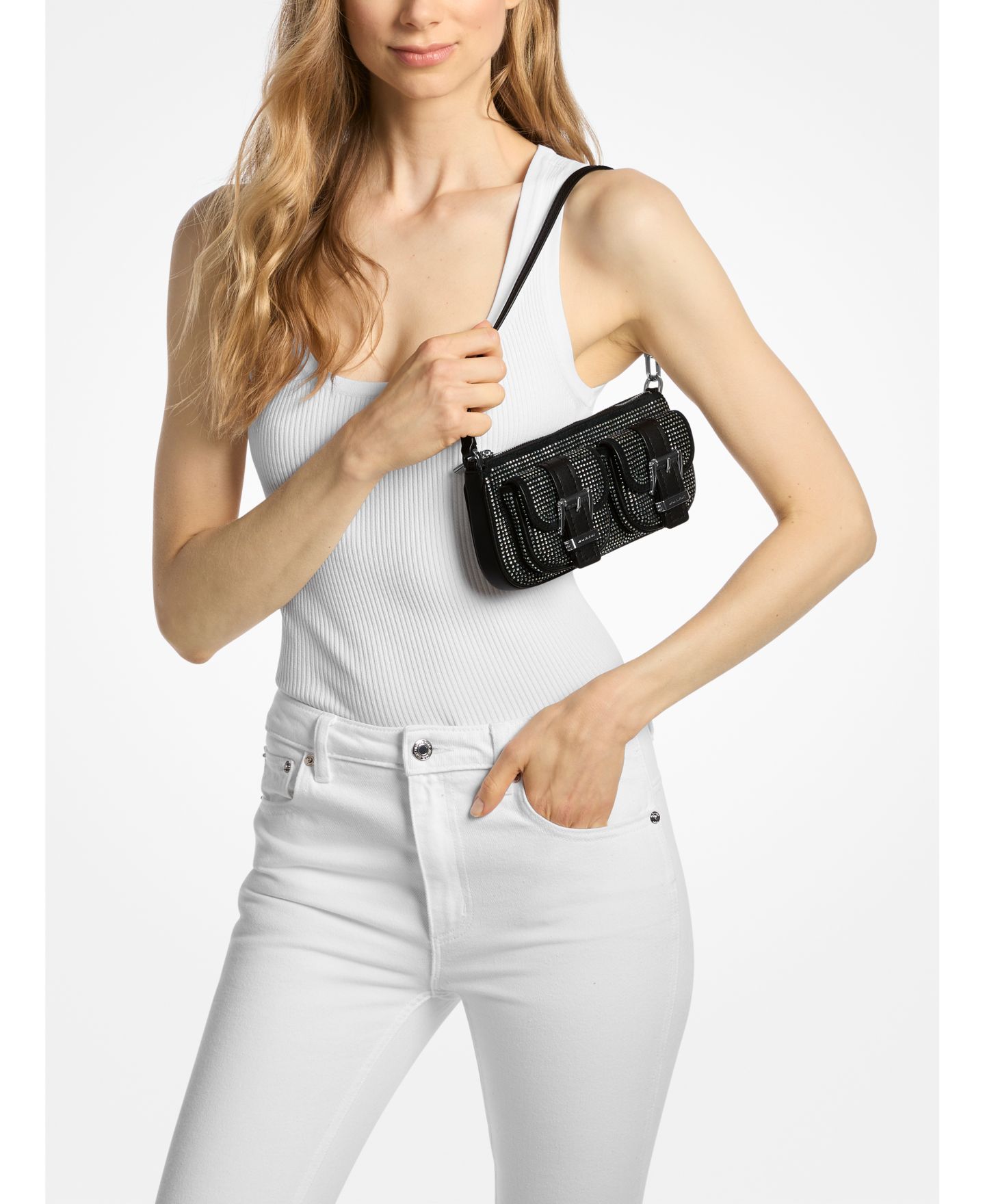 Женская сумка Michael Kors Zoe Small Convertible Pouchette, цвет: Чёрный — фото 3