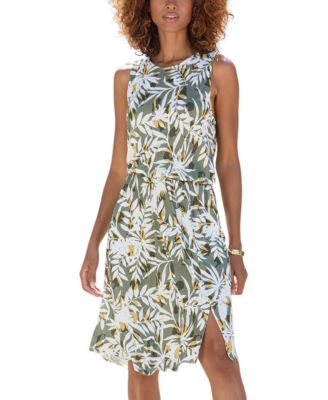 Women's High-Neck A-Line Elastic-Waist Short Dress