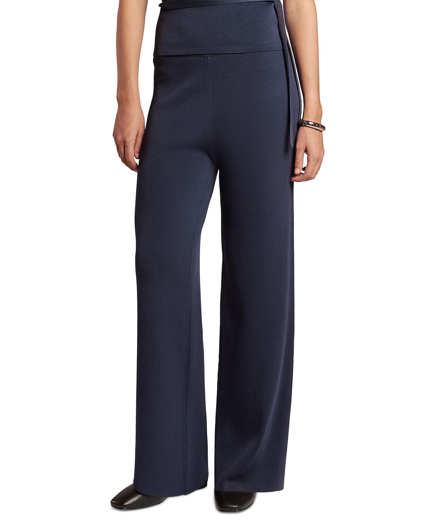 Женские брюки 4th & Reckless Mirabelle Wide Leg High Waisted Pull-On, цвет: Тёмно-синий — фото 1