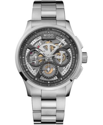 Men's Swiss Automatic Chronograph Skeleton Multifort Stainless Steel Bracelet Watch 43mm