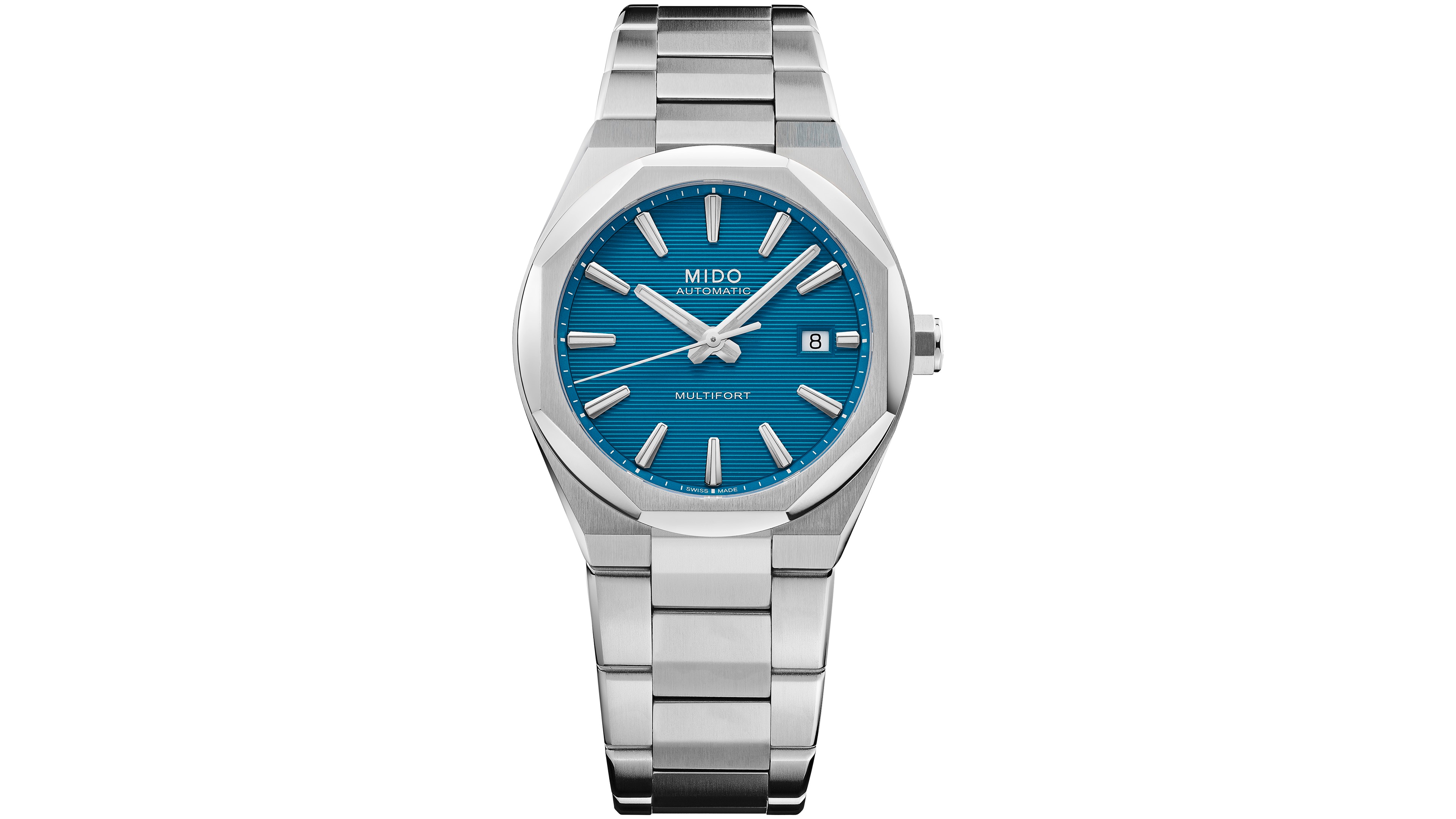 Mido Men's Swiss Automatic Multifort 8 One Crown Water-Resistant Silver-Tone Stainless Steel Watch, 40mm