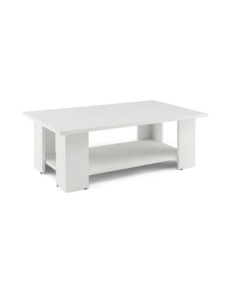 Large 36 41 Inch 2 Tier Wooden Modern Coffee Table with Storage Shelf