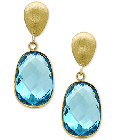 EFFY® Ocean Bleu Blue Topaz Drop Earrings (9-3/4 ct. t.w.) in 14k Gold