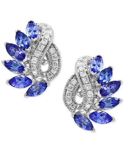 EFFY® Tanzanite Royalé Tanzanite (1-3/4 ct. t.w.) and Diamond (1/5 ct. t.w.) Drop Earrings in 14k White Gold