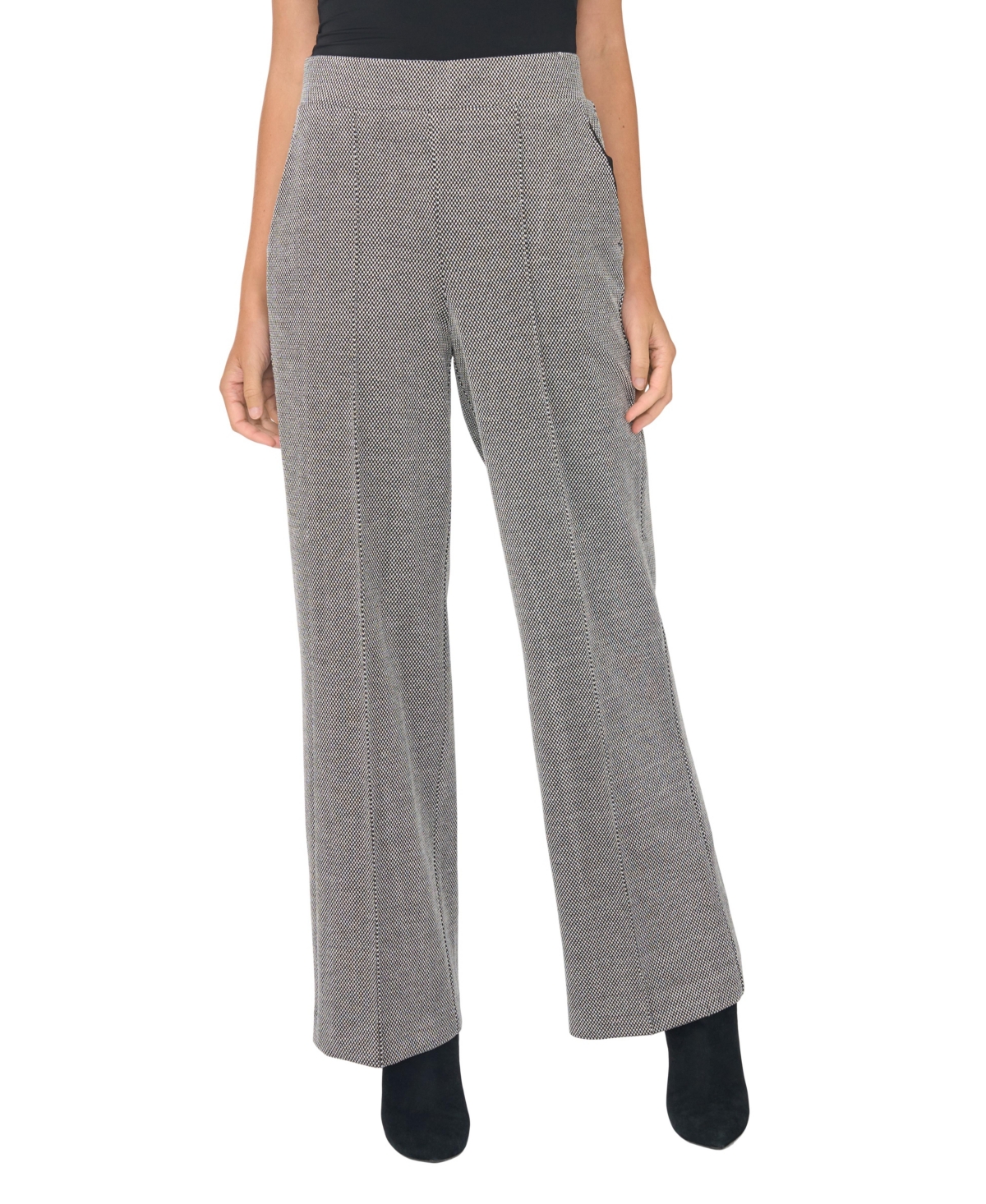 Vince Camuto Women's Pintuck High-Rise Wide-Leg Pants - Medium Heather Grey