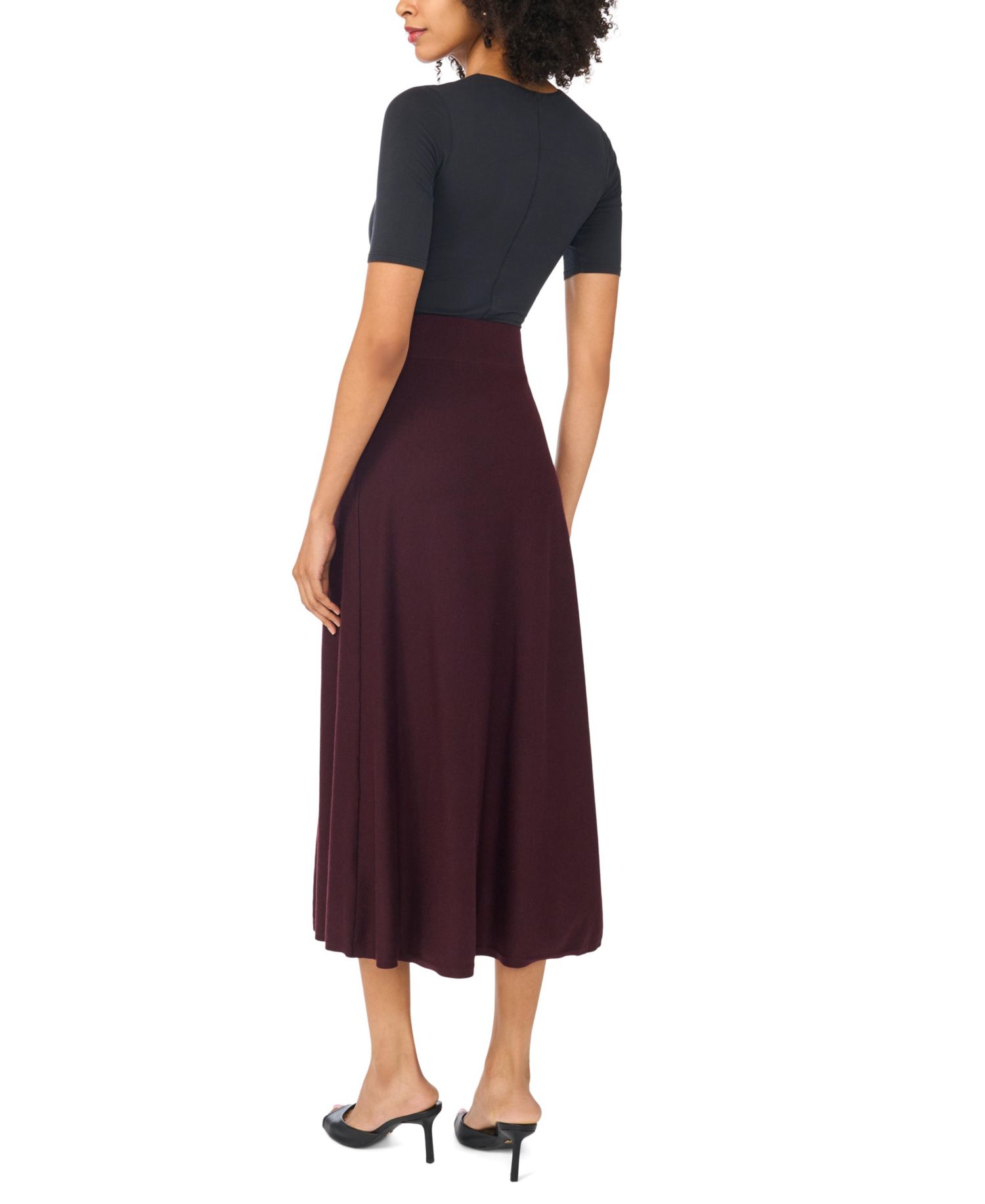 Women's High-Waisted A-Line Midi Wide Skirt