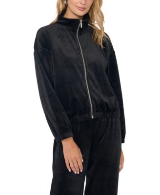 Women's Velour Zip-Front Mock Neck Jacket