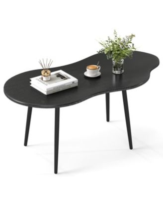 Cloud Shape Coffee Table 39.5 Inch Irregular Center Table with Metal Frame