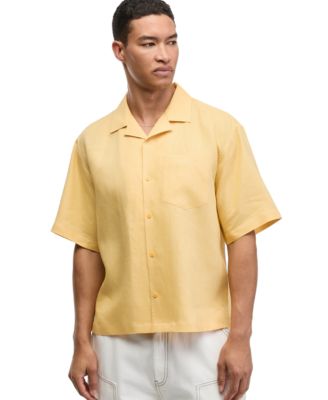 Men's Boxy-Fit Short-Sleeve Linen Camp Shirt