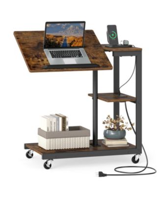 3 Tier Mobile Couch Side Table with Tiltable Tabletop 1 Piece