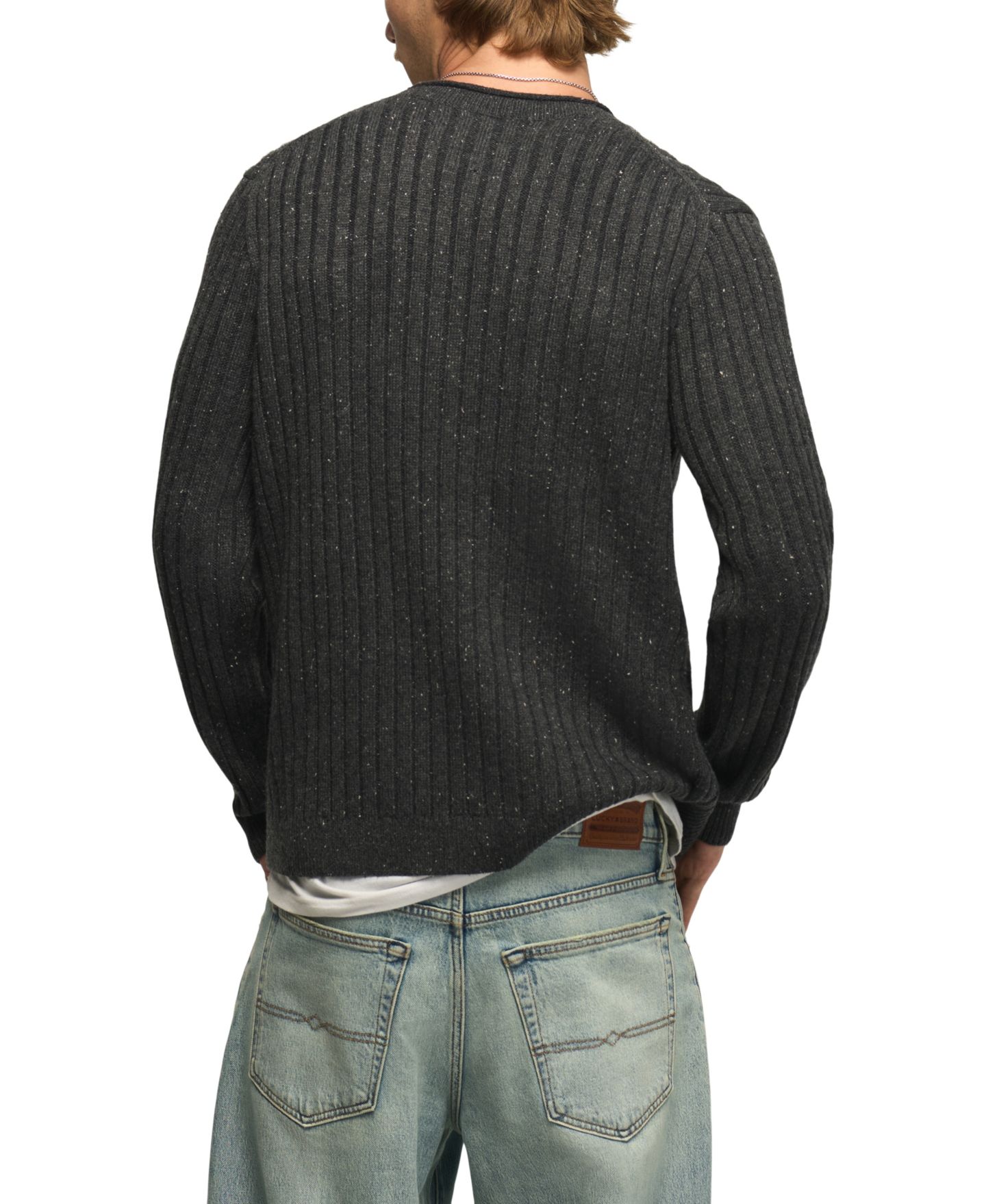 Мужской свитер Lucky Brand Donegal Crewneck Regular-Fit, цвет: Угольный серый меланжевый — фото 5