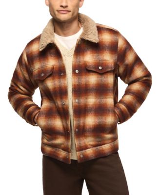 Men's Plaid Faux Fur-Lined Jacket