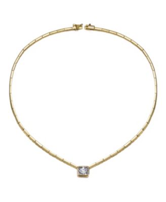 Dainty 14K Gold Plated East West CZ Solitaire Necklace