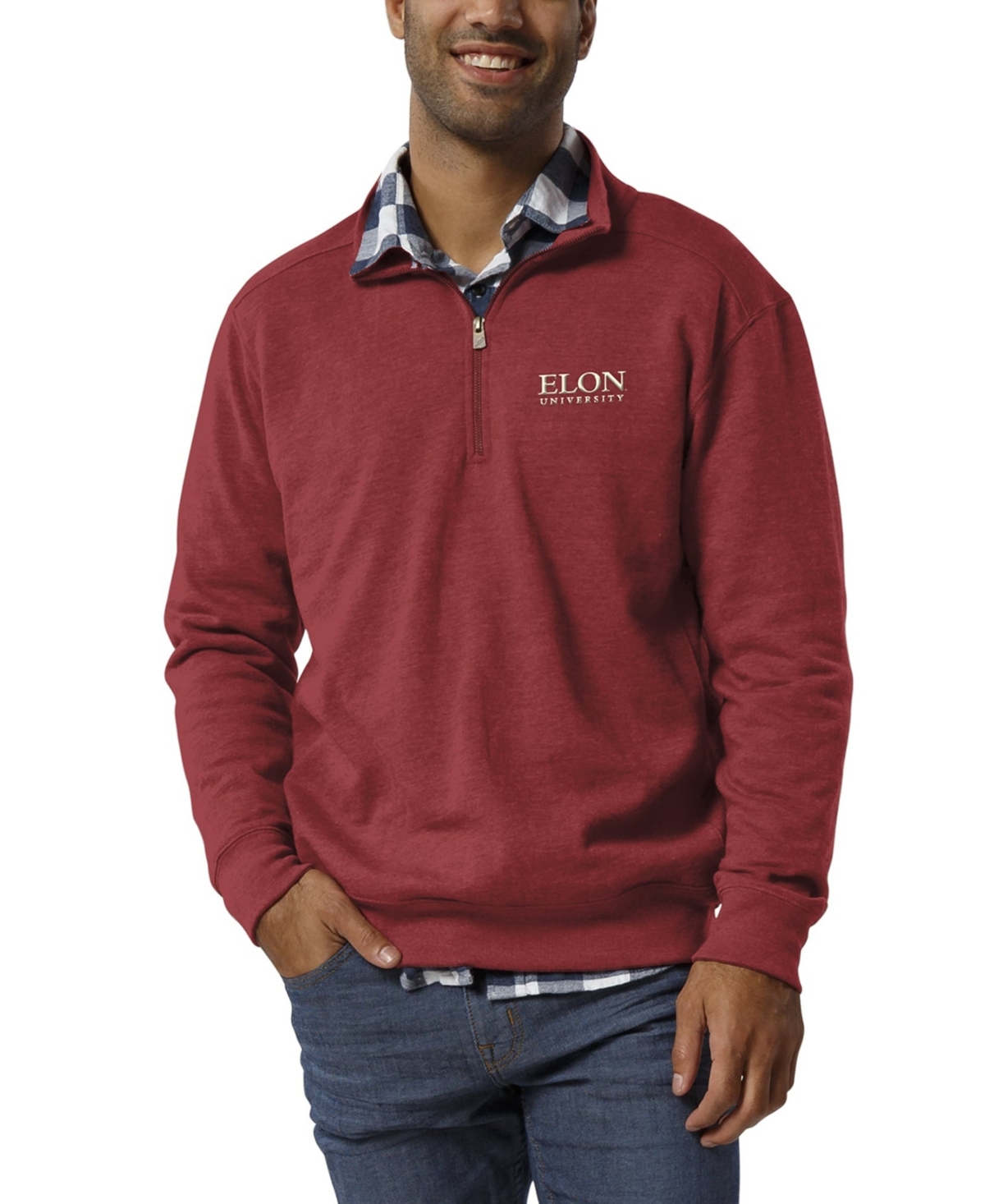 League Collegiate Wear Men's Elon Phoenix Heritage Quarter-Zip Pullover Sweatshirt