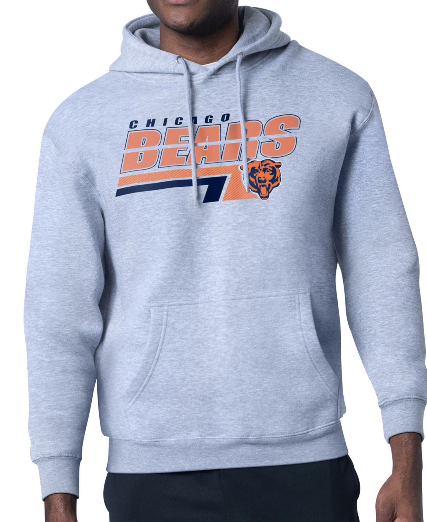 Men's Heather Gray Chicago Bears Logo Push Graphic Hoodie