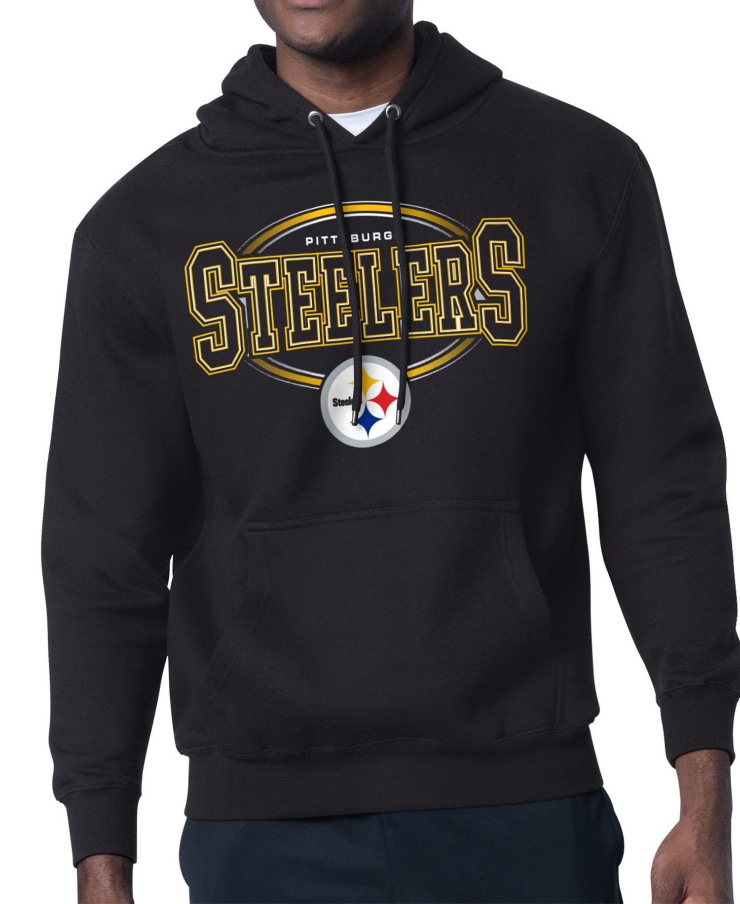 Men's Black Pittsburgh Steelers Team Track Graphic Pullover Hoodie