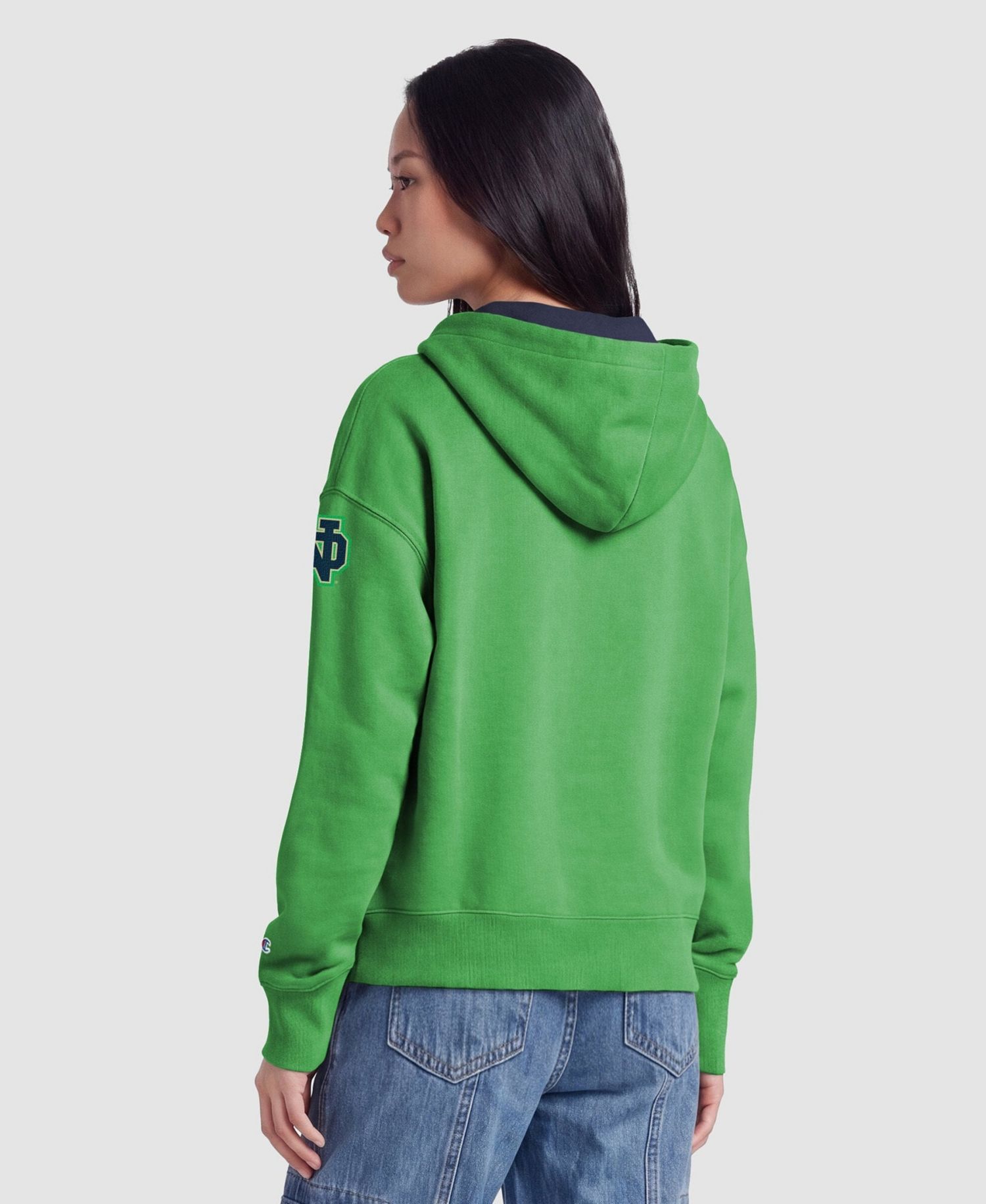 Women's Green Notre Dame Fighting Irish Arch Full-Zip Fleece Hoodie