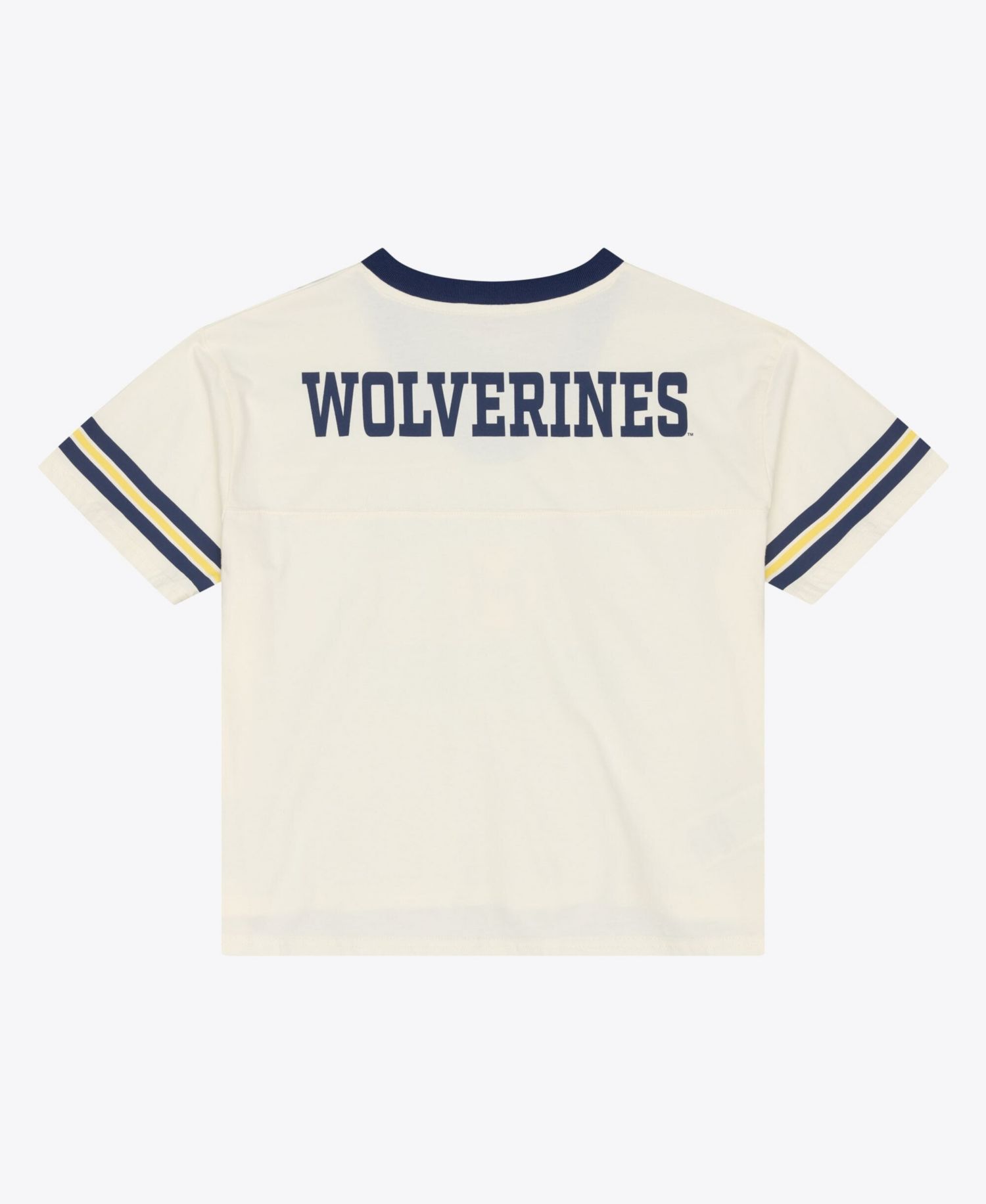 Women's Cream Michigan Wolverines Retro Roots Crop Boxy Yoke T-Shirt