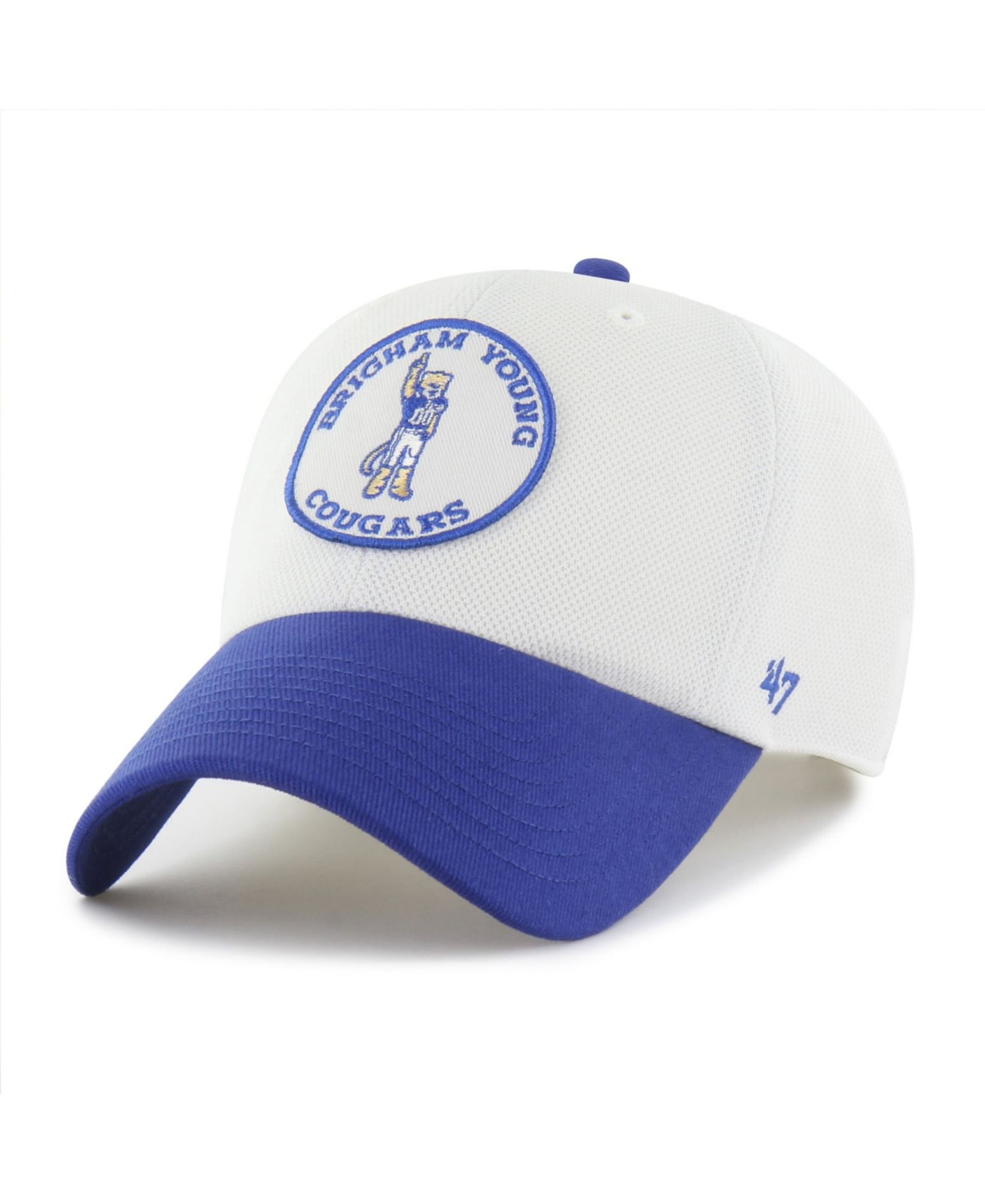 Men's and Women's '47 White/Royal BYU Cougars Pique Patch Clean Up Adjustable Hat