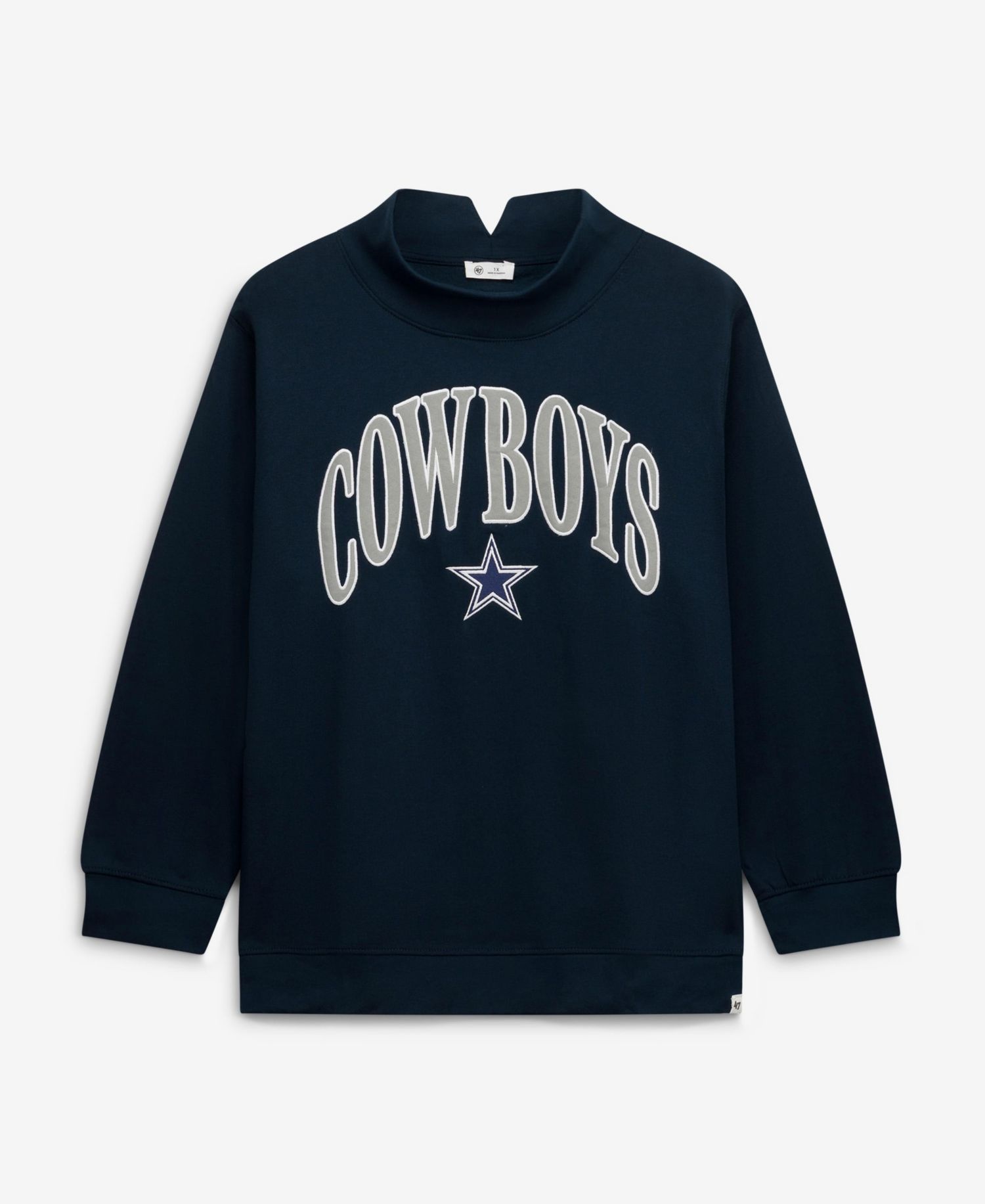 Women's '47 Navy Dallas Cowboys Plus Size Vantage Mock Neck Pullover