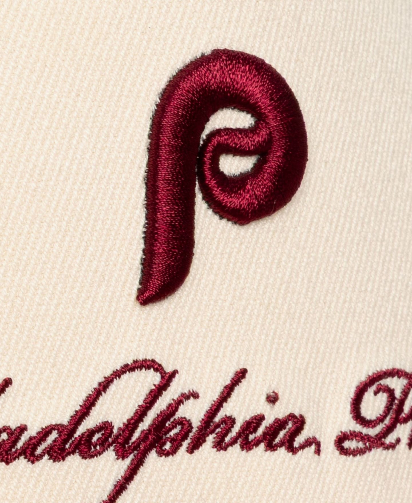 Мужской головной убор Mitchell & Ness Cream/Burgundy Philadelphia Phillies Cooperstown Collection Flawless Script Stretch-Snap Hat — фото 3