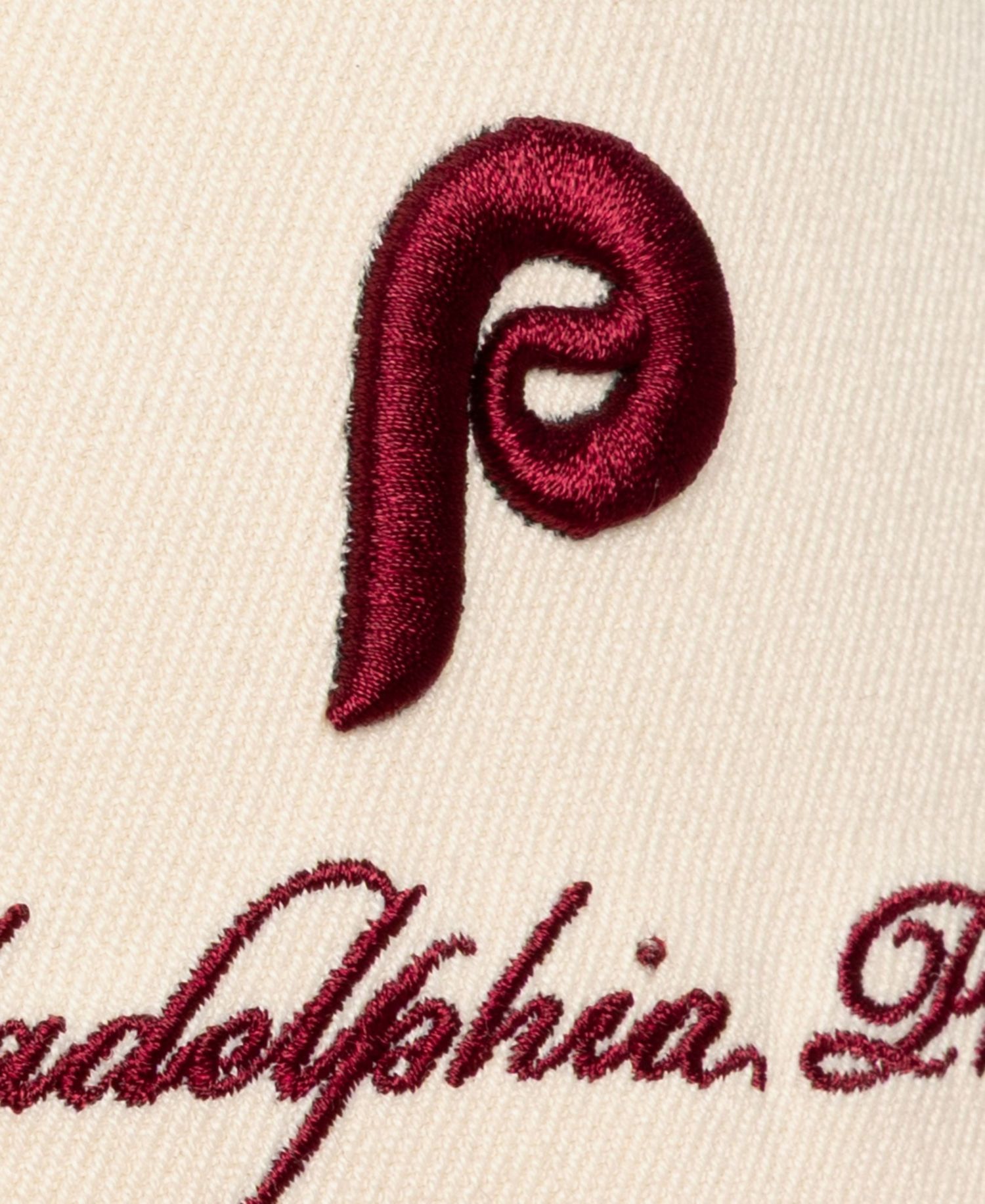 Men's Cream/Burgundy Philadelphia Phillies Cooperstown Collection Flawless Script Stretch-Snap Hat