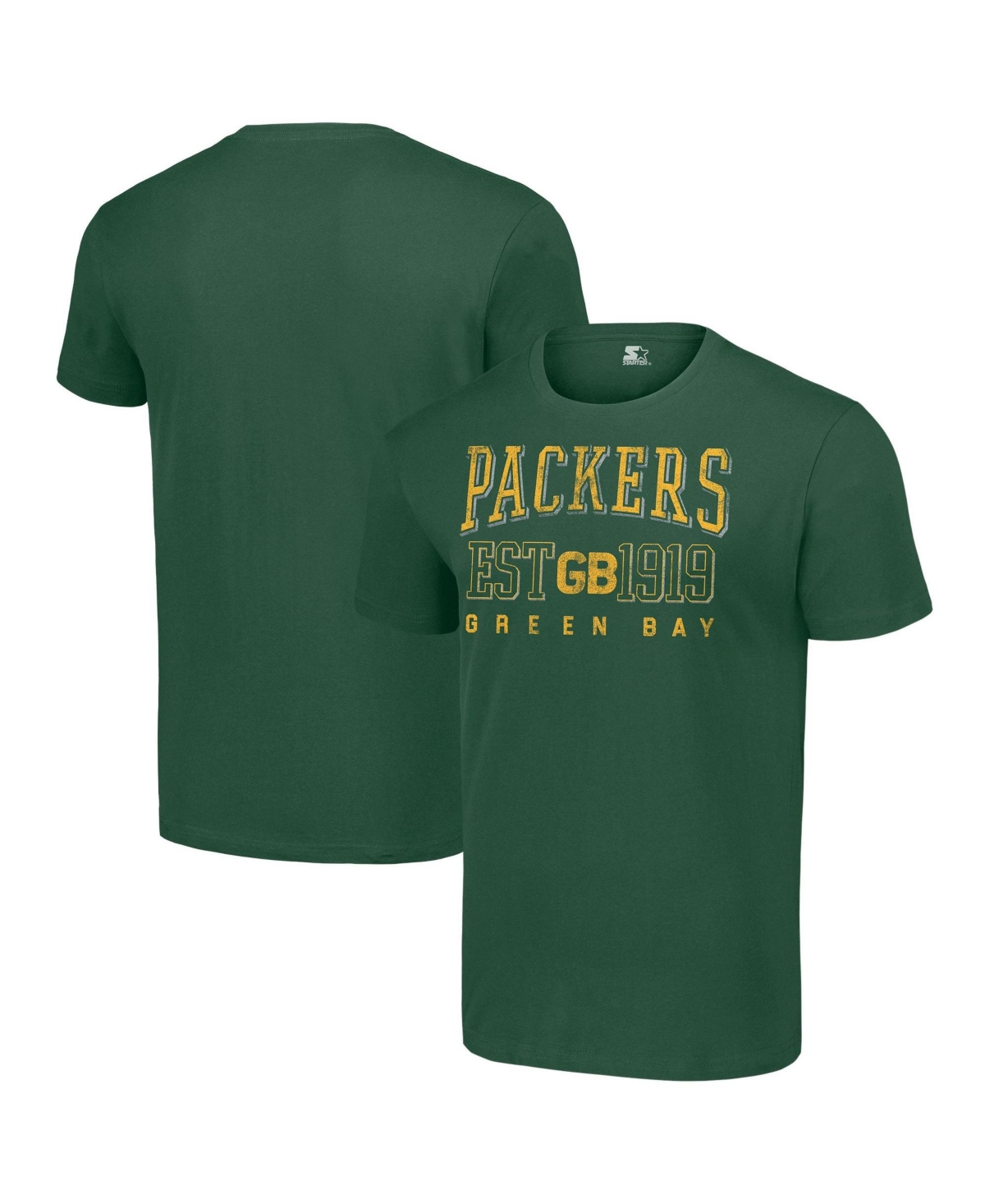 Starter Men's Green Bay Packers Distressed Screen Print T-Shirt