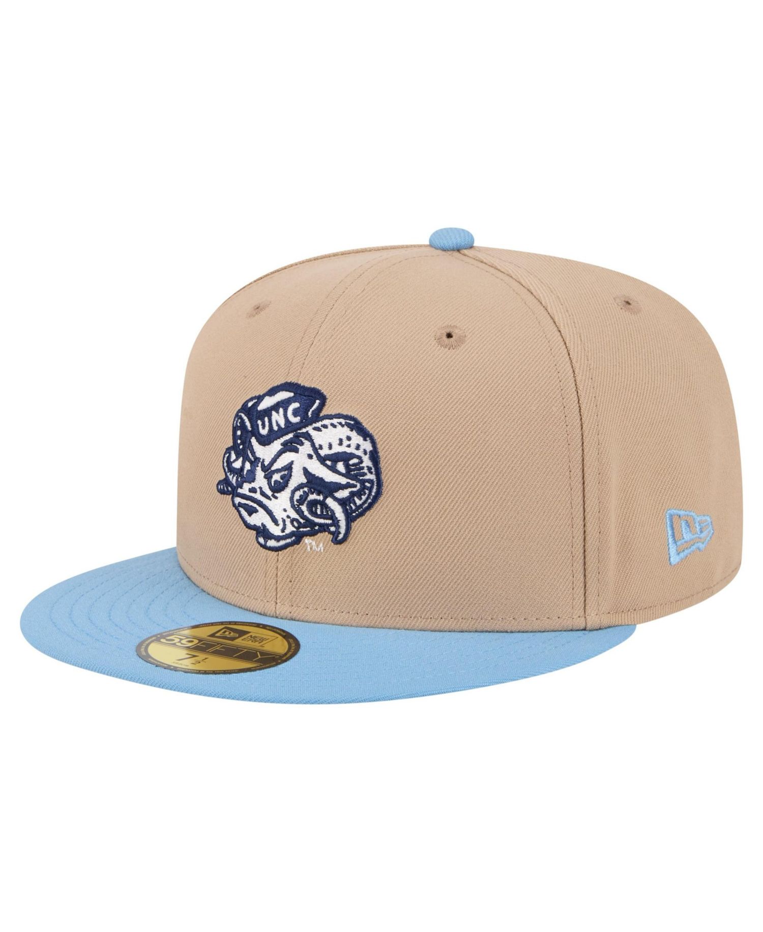 Men's Khaki North Carolina Tar Heels Throwback Two-Tone 59FIFTY Fitted Hat