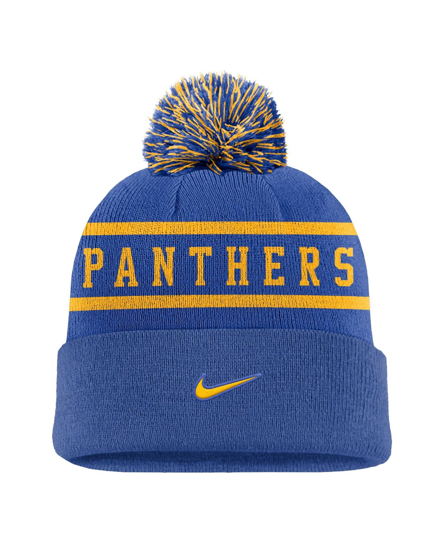 Men's Royal Pitt Panthers Peak Cuffed Knit Hat with Pom