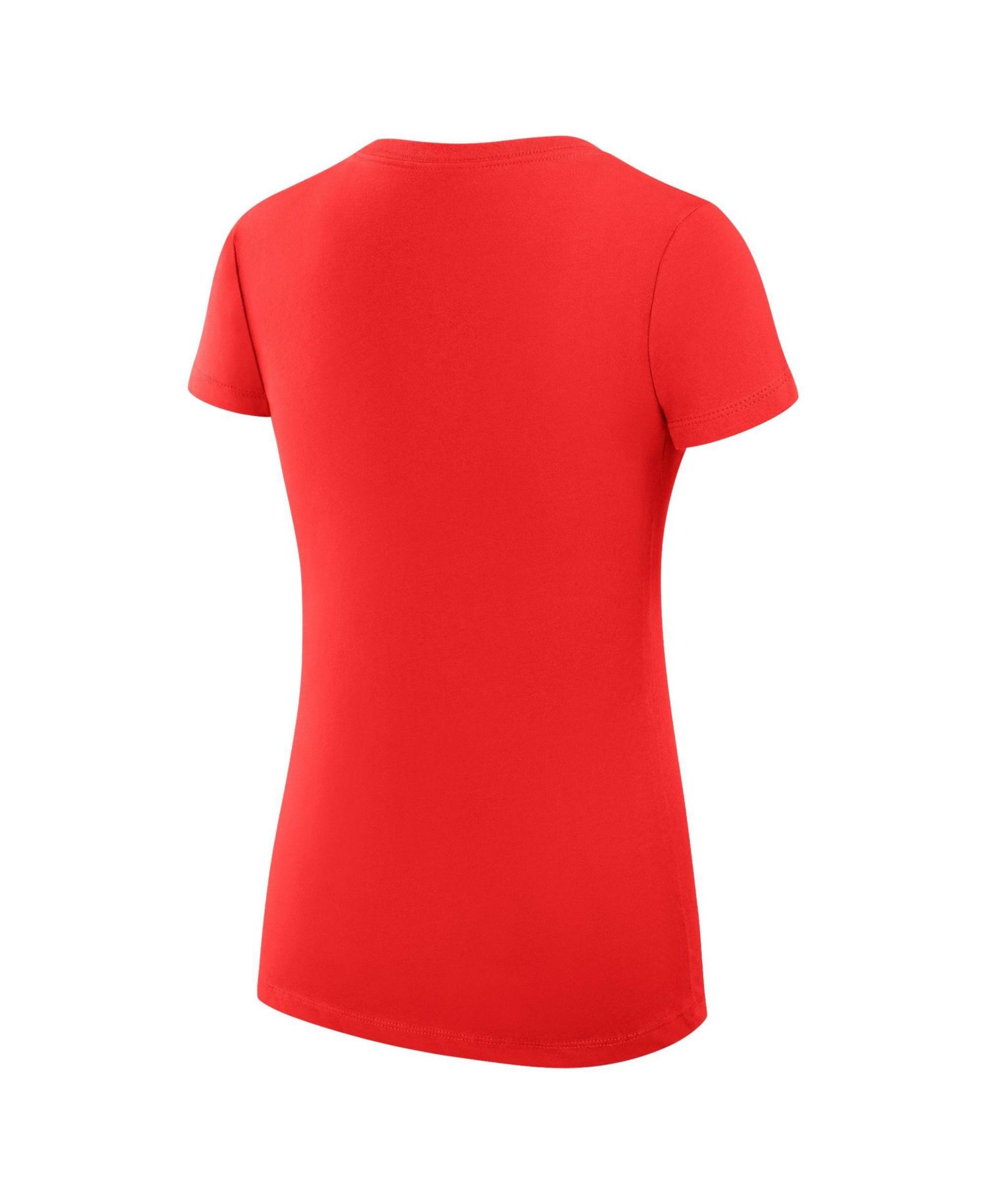 Women's Red Atlanta Braves Super-Slim Fit Lightweight Team Logo Graphic V-Neck T-Shirt