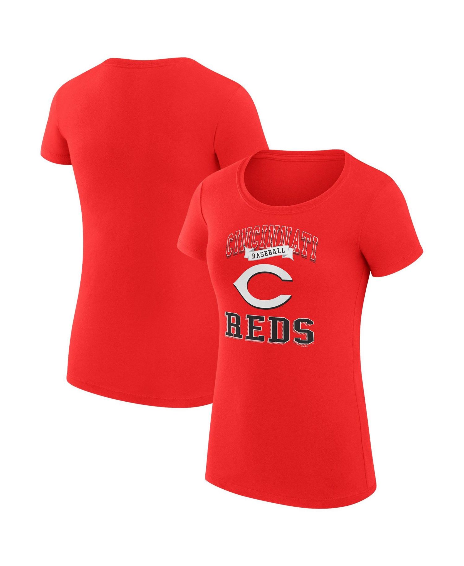 Women's Red Cincinnati Reds Super-Slim Fit Lightweight Team Logo Graphic T-Shirt