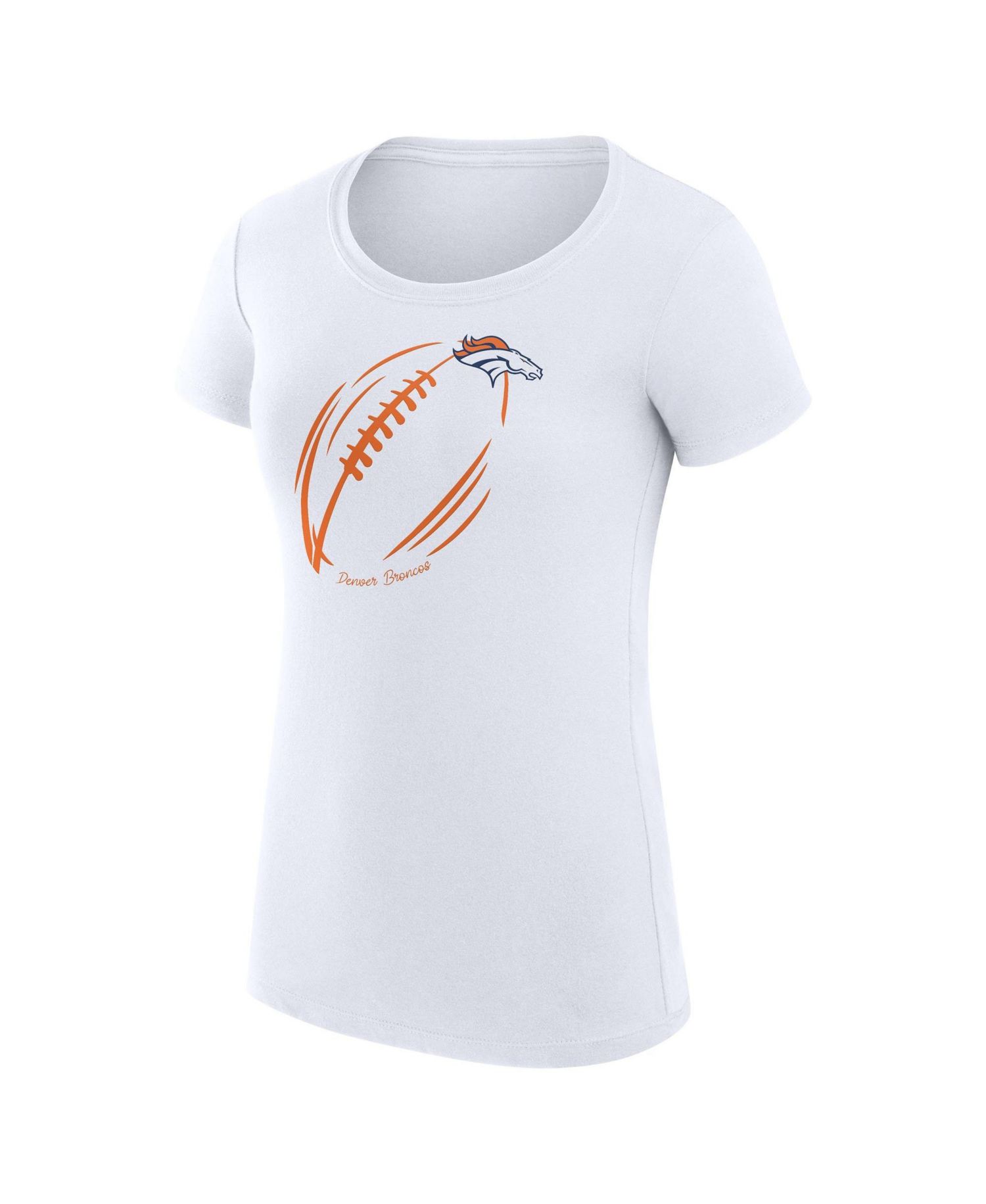 Women's White Denver Broncos Super-Slim Fit Lightweight Subtle Football T-Shirt