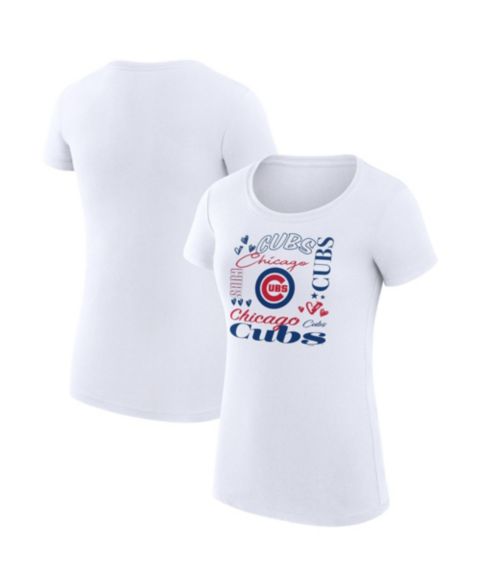 Женская футболка G-III 4Her by Carl Banks White Chicago Cubs Super-Slim Fit Lightweight Collage Team Graphic Crew Neck