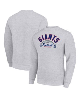 Men's Heather Gray New York Giants Half Ball Team Graphic Tri-Blend Fleece Pullover Sweatshirt