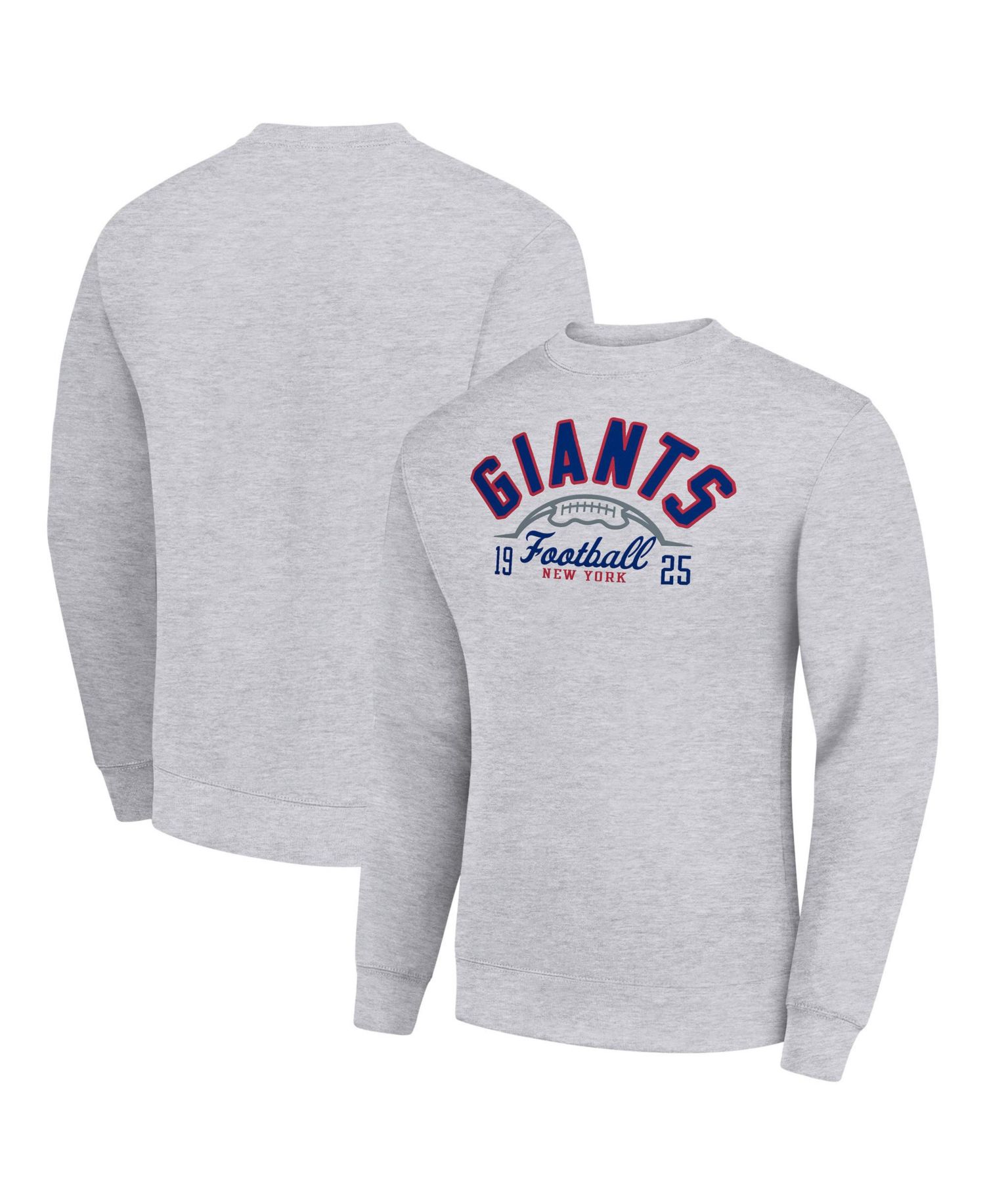 Men's Heather Gray New York Giants Half Ball Team Graphic Tri-Blend Fleece Pullover Sweatshirt