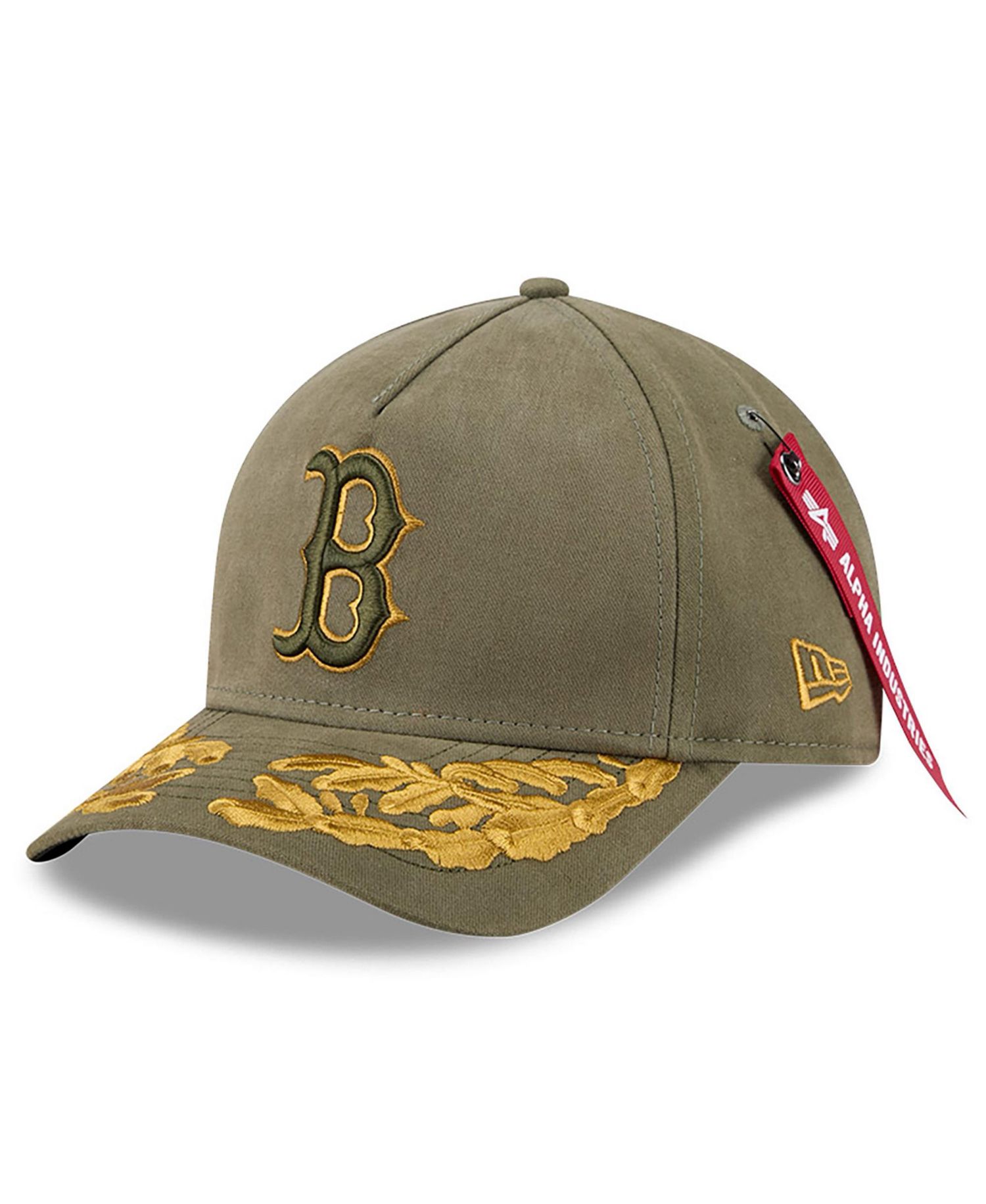 Men's Olive Boston Red Sox A-Frame 9FORTY Adjustable Hat