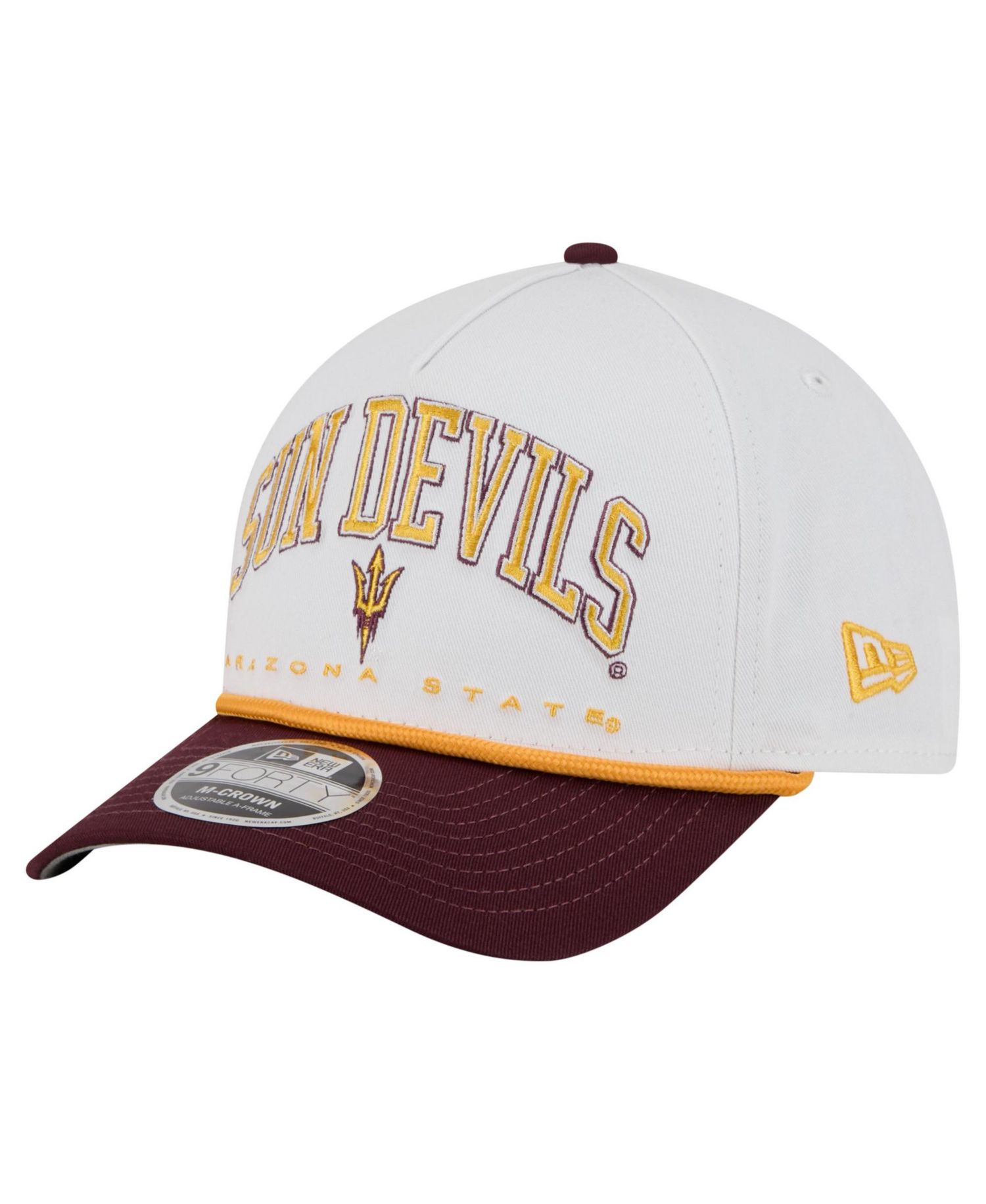 Men's White/Maroon Arizona State Sun Devils Arch Two-Tone Rope 9FORTY A-Frame M-Crown Adjustable Hat