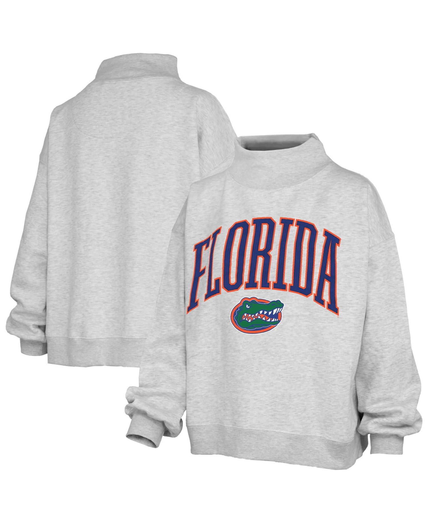 Women's Gray Florida Gators Nelson Texture Lingo Mock Neck Fleece Sweatshirt