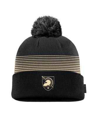 Men's Black Army Black Knights 2026 On-Field Peak Cuffed Knit Hat with Pom